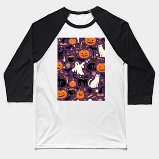 Retro Halloween Pattern Baseball T-Shirt